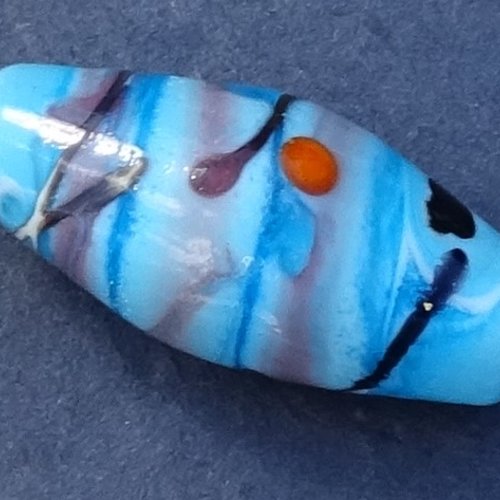 Jolie perle biconique, verre de murano, lampwork, verre filé,  perl.3924
