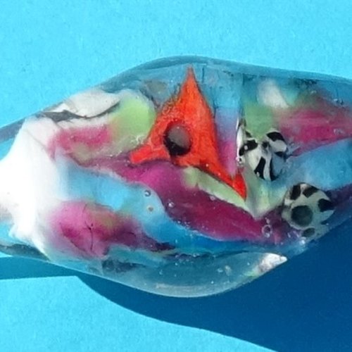 Grande perle bicône, verre de murano, lampwork, verre filé,  perl.3989