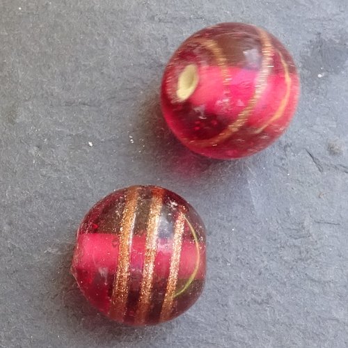 Lot de 2 perles destockées, verre, perl.4262