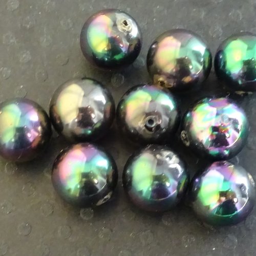 Lot de 10 perles destockées, verre, perl.4723