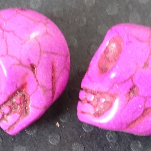 Lot de 2 de perles en céramique, skull, tête de mort, perl.4703