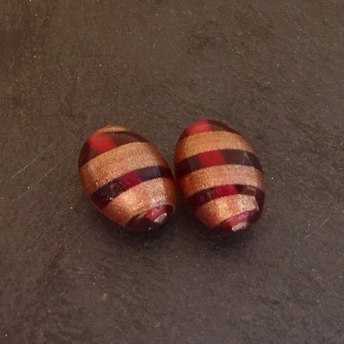 Lot de 2 perles destockées, verre, perl.3394