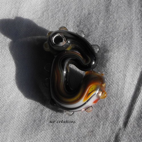 Serpent en verre de murano perl.0122