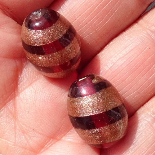 Lot de 2 perles destockées, verre, perl.3394