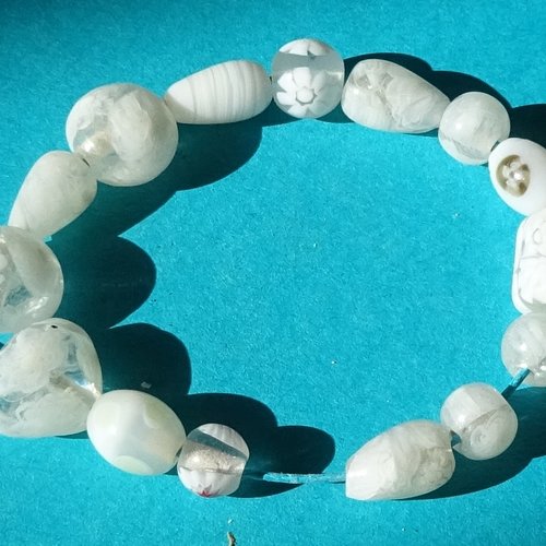 Lot de 15 perles destockées, verre, perl.4739