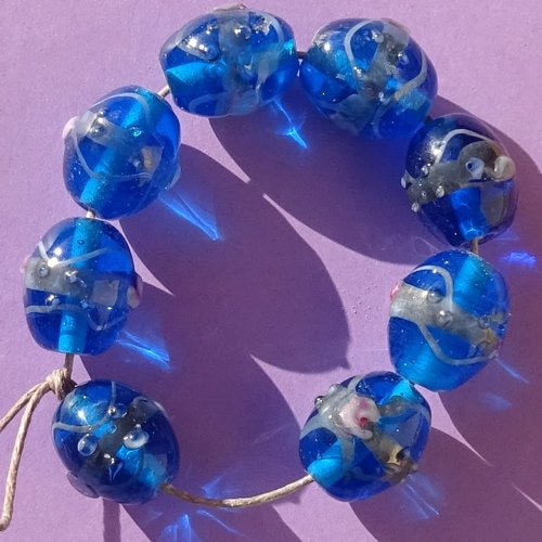 Lot de 10 perles vénitiennes, verre, perl.5214