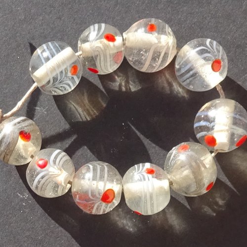 Lot de 10 perles vénitiennes, verre, perl.5226