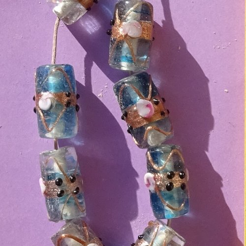 Lot de 8 perles vénitiennes, verre, perl.5227