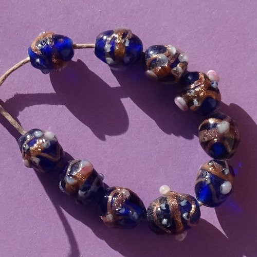 Lot de 10 perles vénitiennes, verre, perl.5233