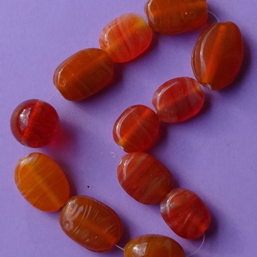 Lot de 12 perles destockées, verre, perl.5254
