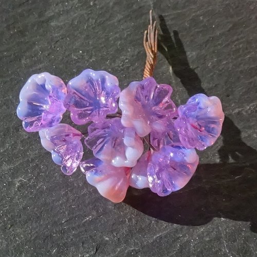 10 headpins en verre filé, lampwork, verre de murano, perl.6295
