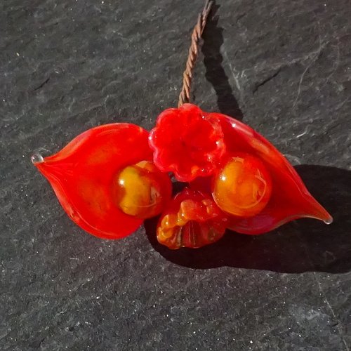 Headpins en verre filé, lampwork, verre de murano, perl.6297