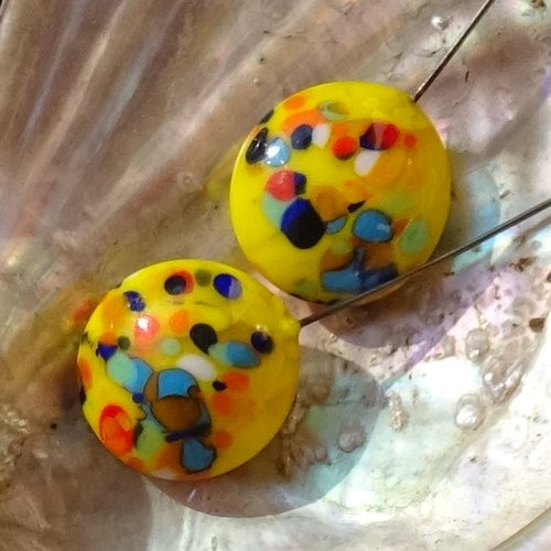Lot 2 headpins en verre filé, lampwork, verre de murano, perl.6322