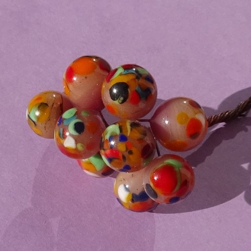 10 headpins en verre filé, lampwork, verre de murano, perl.6334