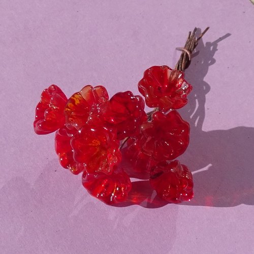 10 headpins en verre filé, lampwork, verre de murano, perl.6341
