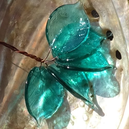 Lot de 5 headpins en verre filé, lampwork, verre de murano, perl.6344