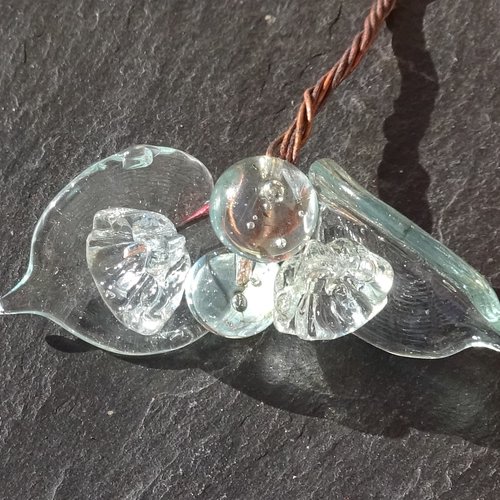 Headpins en verre filé, lampwork, verre de murano, perl.6351