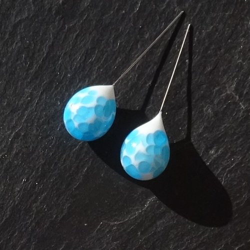 Lot 2 headpins en verre filé, lampwork, verre de murano, perl.6360