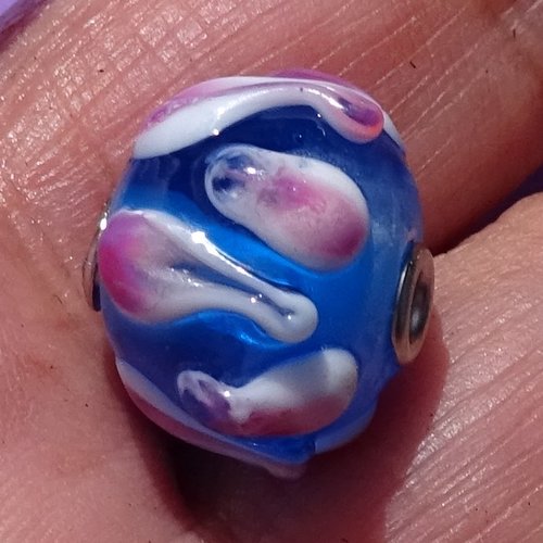 Jolie perle ronde, verre de murano, lampwork, verre filé,  perl.3971
