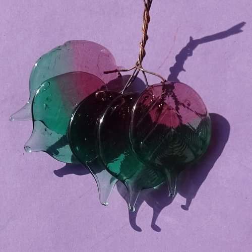 Lot de 5 headpins en verre filé, lampwork, verre de murano, perl.6392