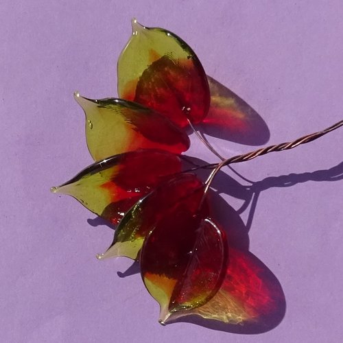 Lot de 5 headpins en verre filé, lampwork, verre de murano, perl.6396