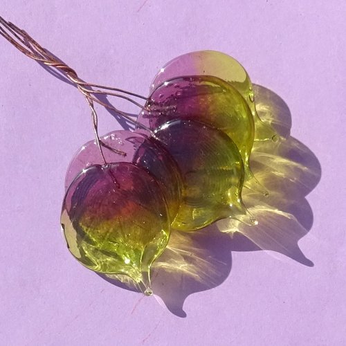 Lot de 5 headpins en verre filé, lampwork, verre de murano, perl.6400