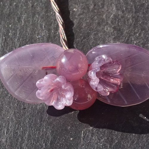 Headpins en verre filé, lampwork, verre de murano, perl.6401