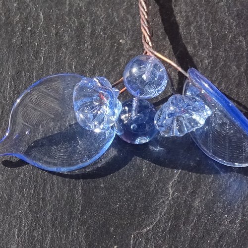 Headpins en verre filé, lampwork, verre de murano, perl.6407