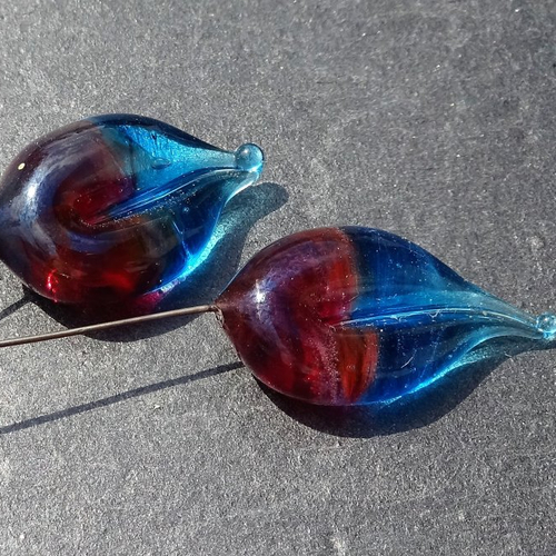 Duo de gouttes en verre de murano perl.2520