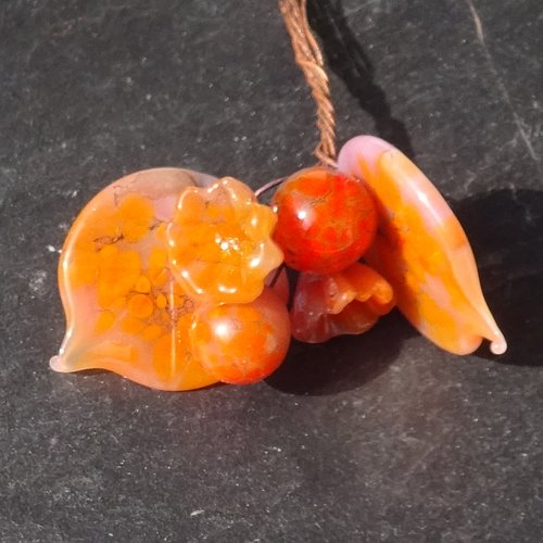 Headpins en verre filé, lampwork, verre de murano, perl.6426