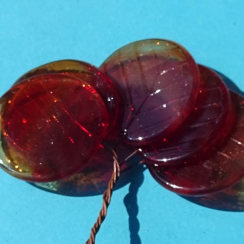 Lot de 5 headpins en verre filé, lampwork, verre de murano, perl.6443