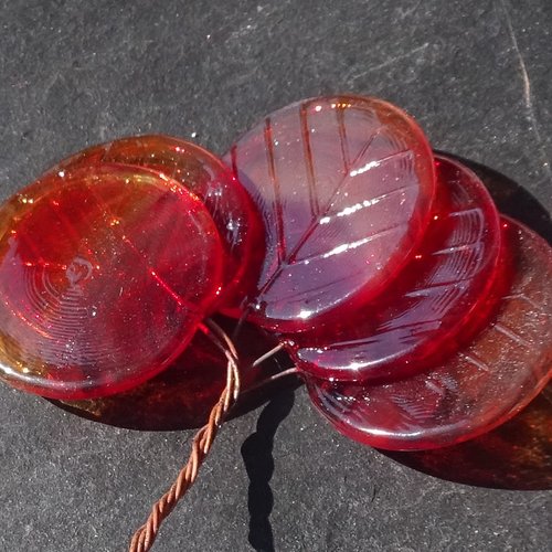 Lot de 5 headpins en verre filé, lampwork, verre de murano, perl.6443