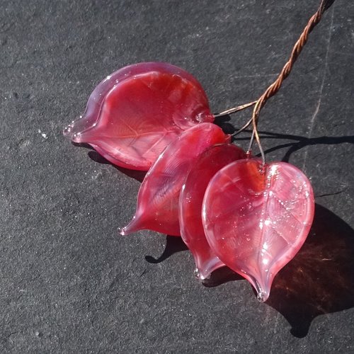 Lot de 5 headpins en verre filé, lampwork, verre de murano, perl.6444