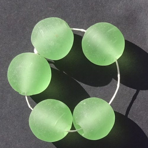 Lot de 5 grandes perles destockées, verre, perl.5360