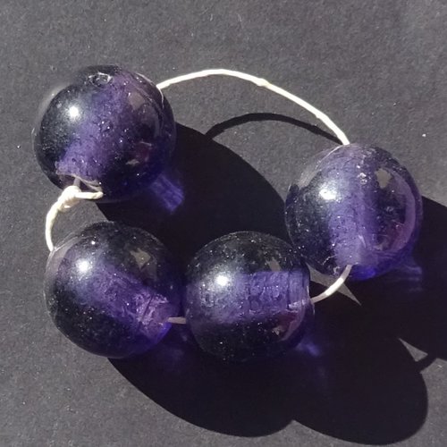 Lot de 4 grandes perles destockées, verre, perl.5363