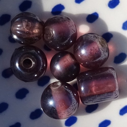 Lot de 7 perles destockées, verre, perl.4405