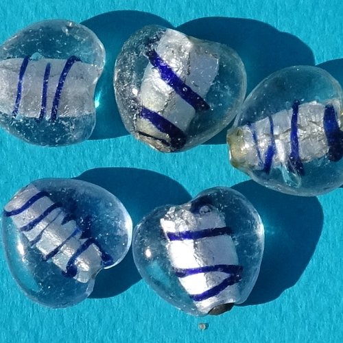 Lot de 5 perles destockées, verre, perl.4409