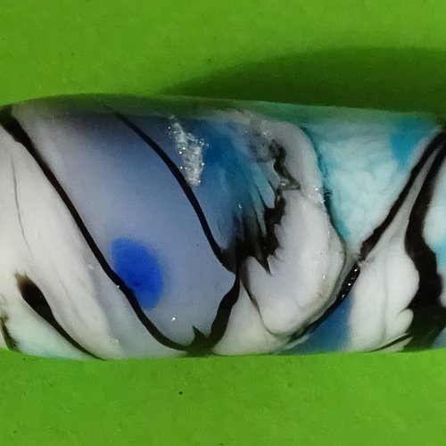 Perle cylindrique, verre de murano, lampwork, verre filé,  perl.4772