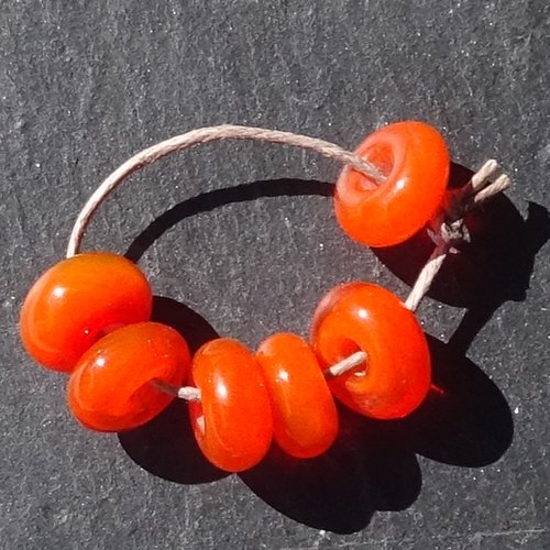 Lot de 6 perles intercalaires au chalumeau, lampwork, verre filé, murano perl.5399
