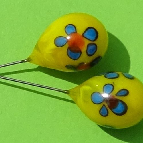 Headpins verre filé, lampwork, verre de murano, perl.4870
