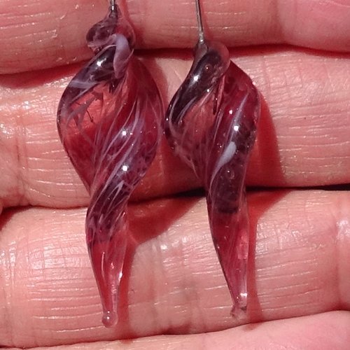 Duo de headpins en verre filé, lampwork,perl.5470