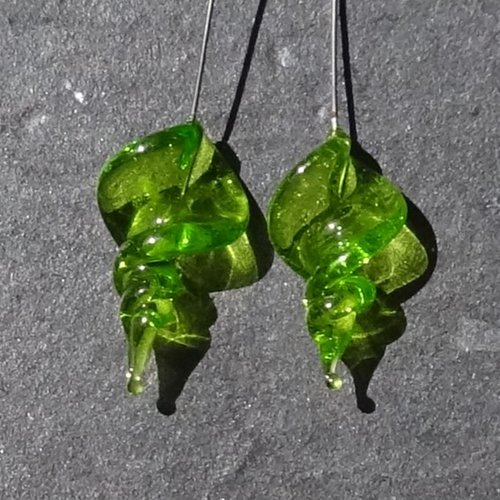 Duo de headpins en verre filé, lampwork,perl.5472