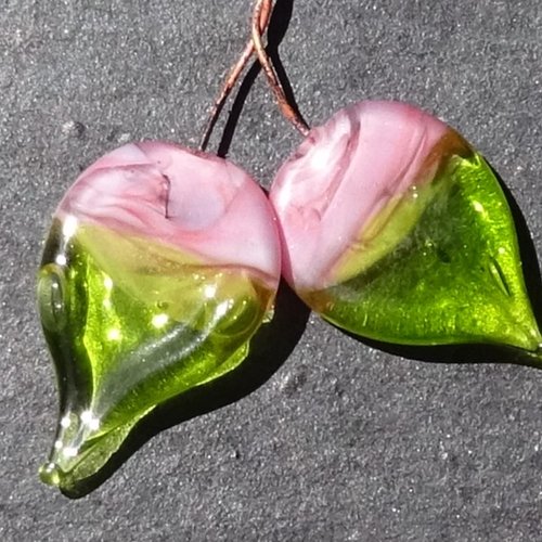 Duo de headpins en verre filé, lampwork,perl.5477
