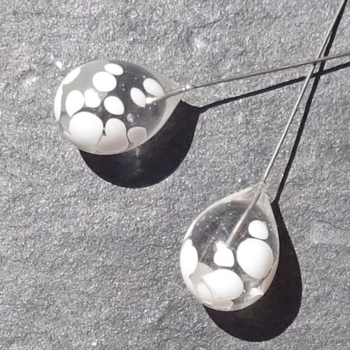 Headpins en verre filé, lampwork, verre de murano, perl.5522