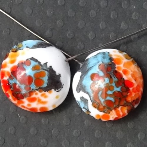 Headpins en verre filé, lampwork, verre de murano, perl.5580