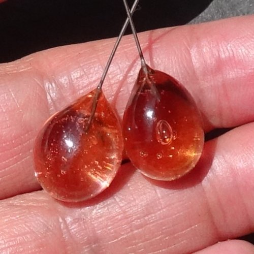 Headpins en verre filé, lampwork, verre de murano, perl.5591