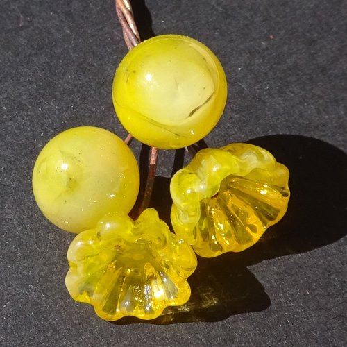 Headpins en verre filé, lampwork, verre de murano, perl.5028