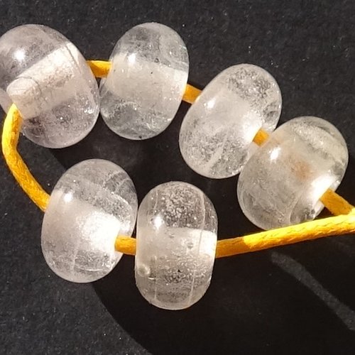 Lot de 6 petites perles en verre de murano, verre filé, lampwork, perl.5170