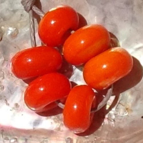 Lot de 6 perles au chalumeau, lampwork, verre filé, murano perl.5608