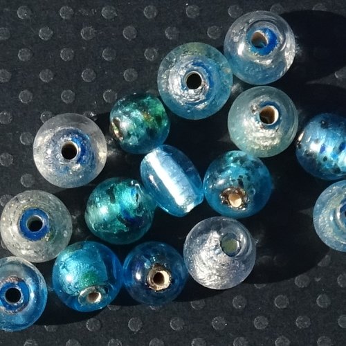Lot de 15 perles destockées, verre, perl.4410